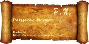 Petyerec Norman névjegykártya